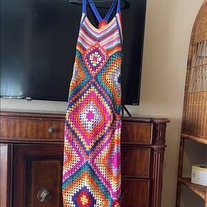 Fashion Nova Multicolor Crochet Maxi Dress